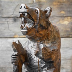 Vintage Antique Early 1900's Black Forest Folk Art Hand Carved Wooden Bear Statue Schwarzwald Germany Curiosity Cabin Lodge Decor