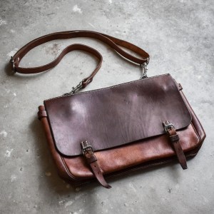 Vintage 1940' WWII Swiss Army Brown Leather Messenger Saddle Bag Mens Laptop Bag Rugged