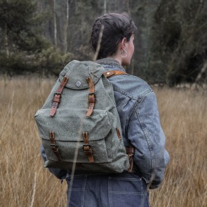 Vintage 50s Swiss Army Military Rucksack Backpack Canvas Leather Rugged