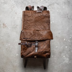 Vintage 40s Swiss Army Leather Cow Hide Tornister Rucksack Backpack Gear WWII Brown Decor