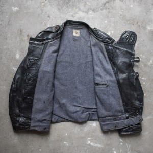 Vintage Rare 50's Swedish Army Leather Dispatch Rider Motorcycle Tanker Jacket Rugged Black Military Biker