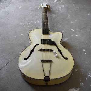 Vintage 50's Hollow Body Archtop Electric Guitar Rock Roll Rockabilly Blues Man Cave Cafe Cabin Decor