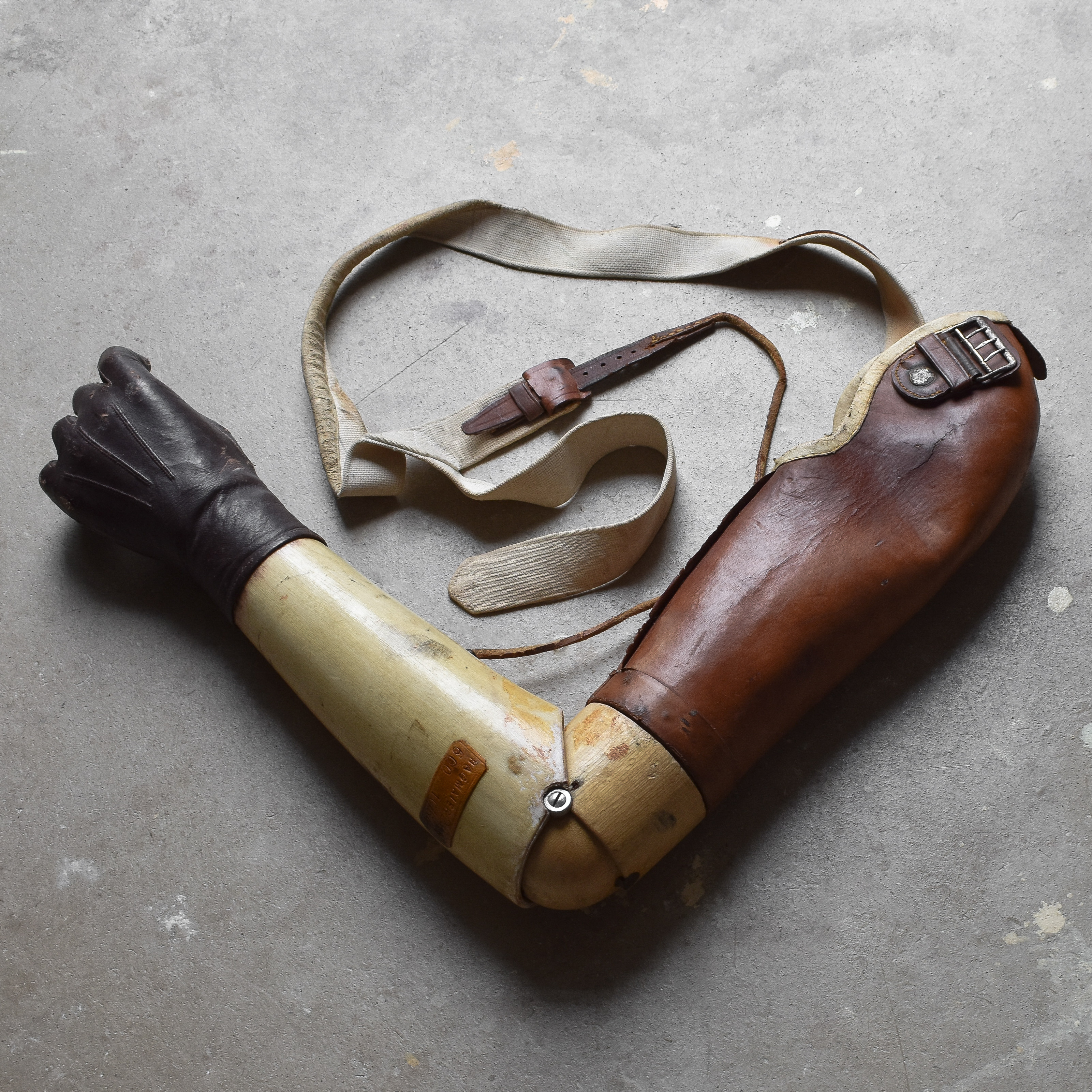 Antique Vintage 30s 1930s Prosthetic Arm Prosthesis Leather Curiosity Oddity Curiosities Medical Anatomy Collection Rustic