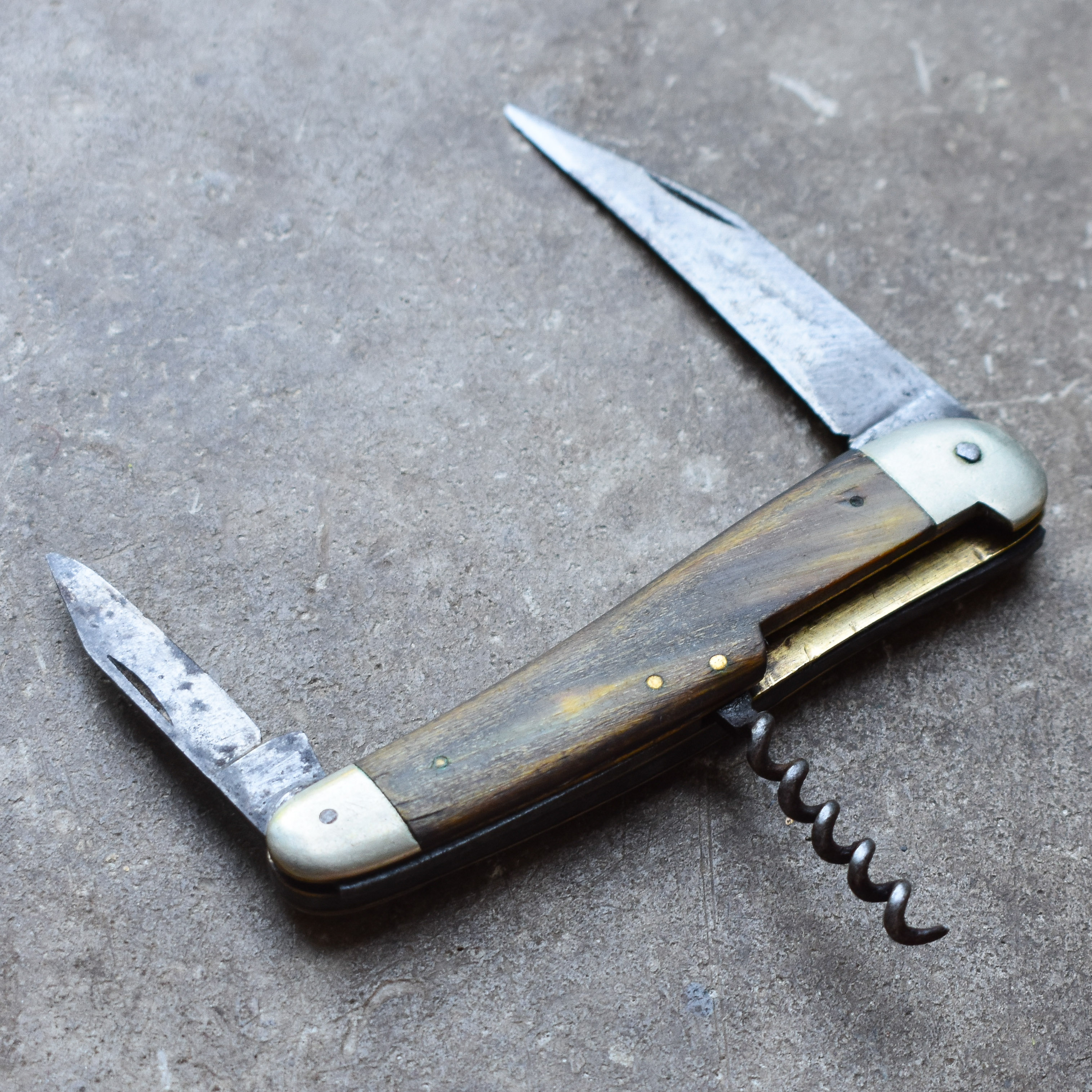 Antique Vintage 30s 1930s Horn Handle Pocket Knife Gear Hiking Bushcraft Camping Hunting Gift Decor Collection