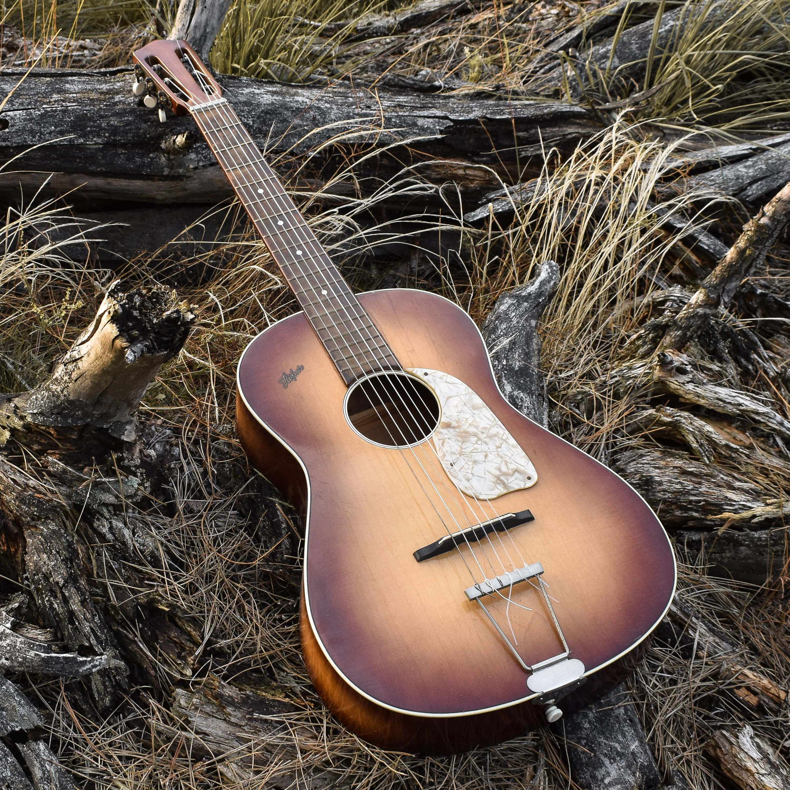 Vintage 50s 1950s German Hofner 522 Parlor Guitar Luthier Instrument Blues Country Ranch Cabin Lodge Decor Mahogany Maple