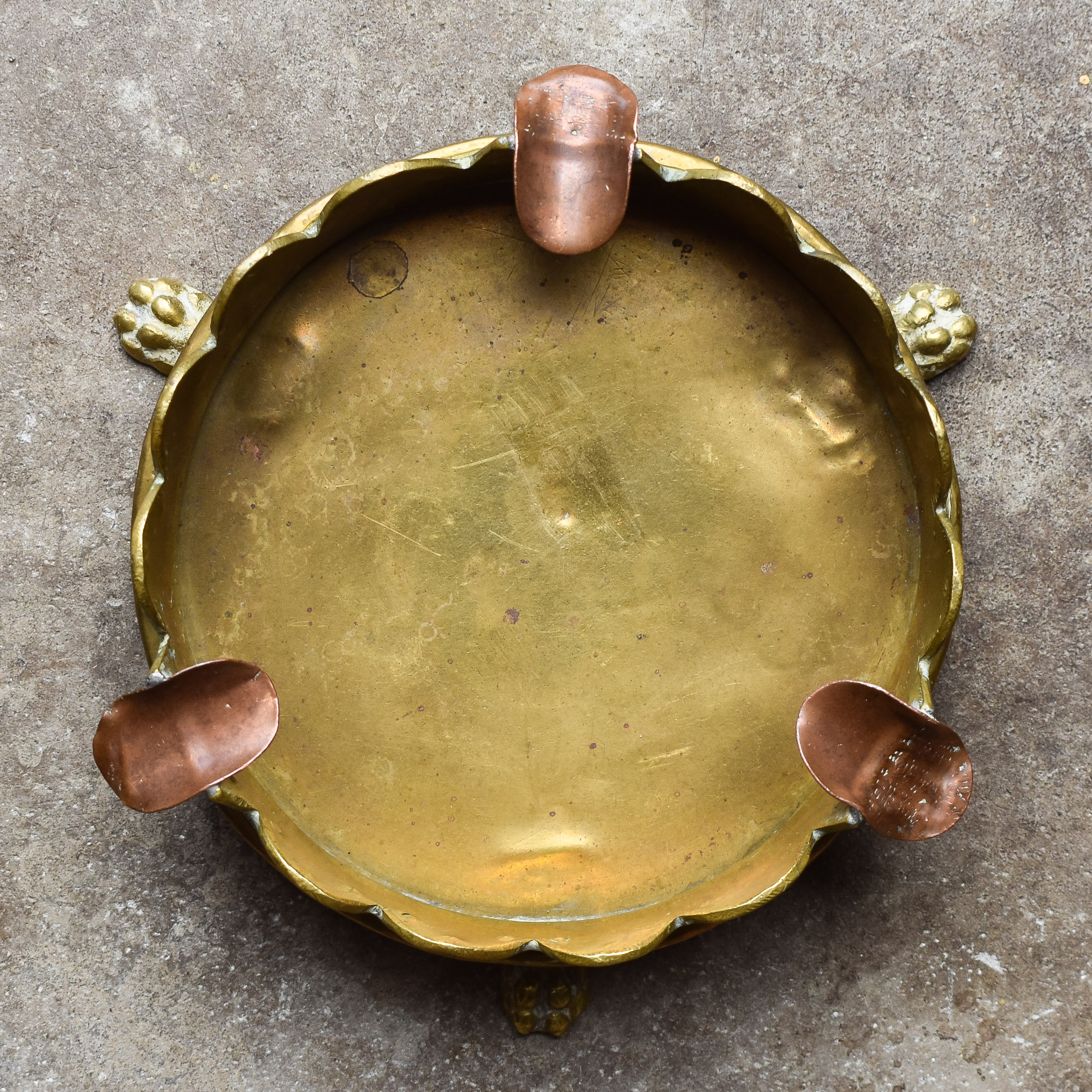 Antique Vintage 1910s Early 1900s WWI Artillery Shell Trench Art Folk Art Ashtray Decor Curiosity Man Cave Gift Brass