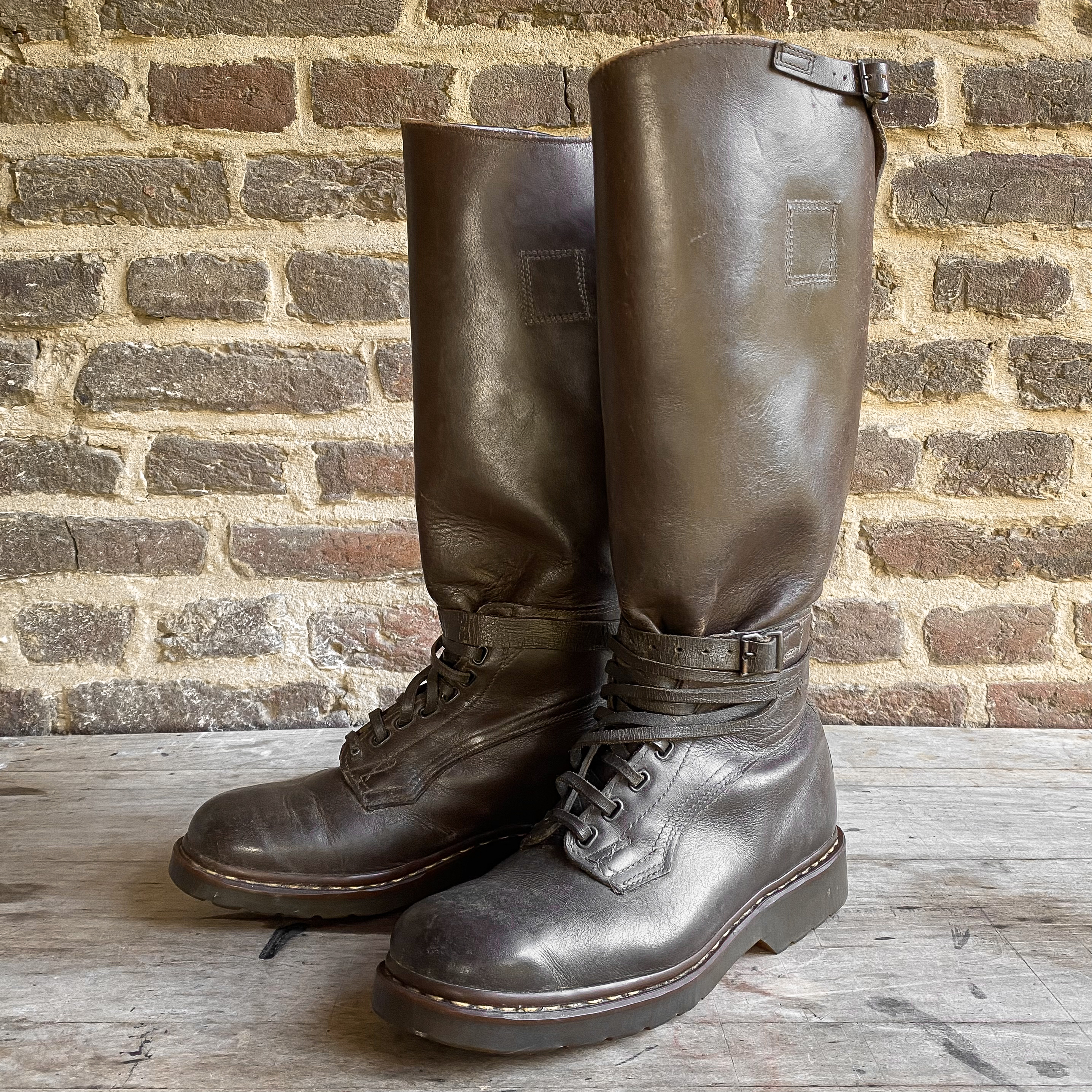 Vintage 50s 1950s German Dr Maertens Pre Dr Martens Leather Engineer Working Boots Brown Germany Rugged Work Wear Style Luftpolster Shuh