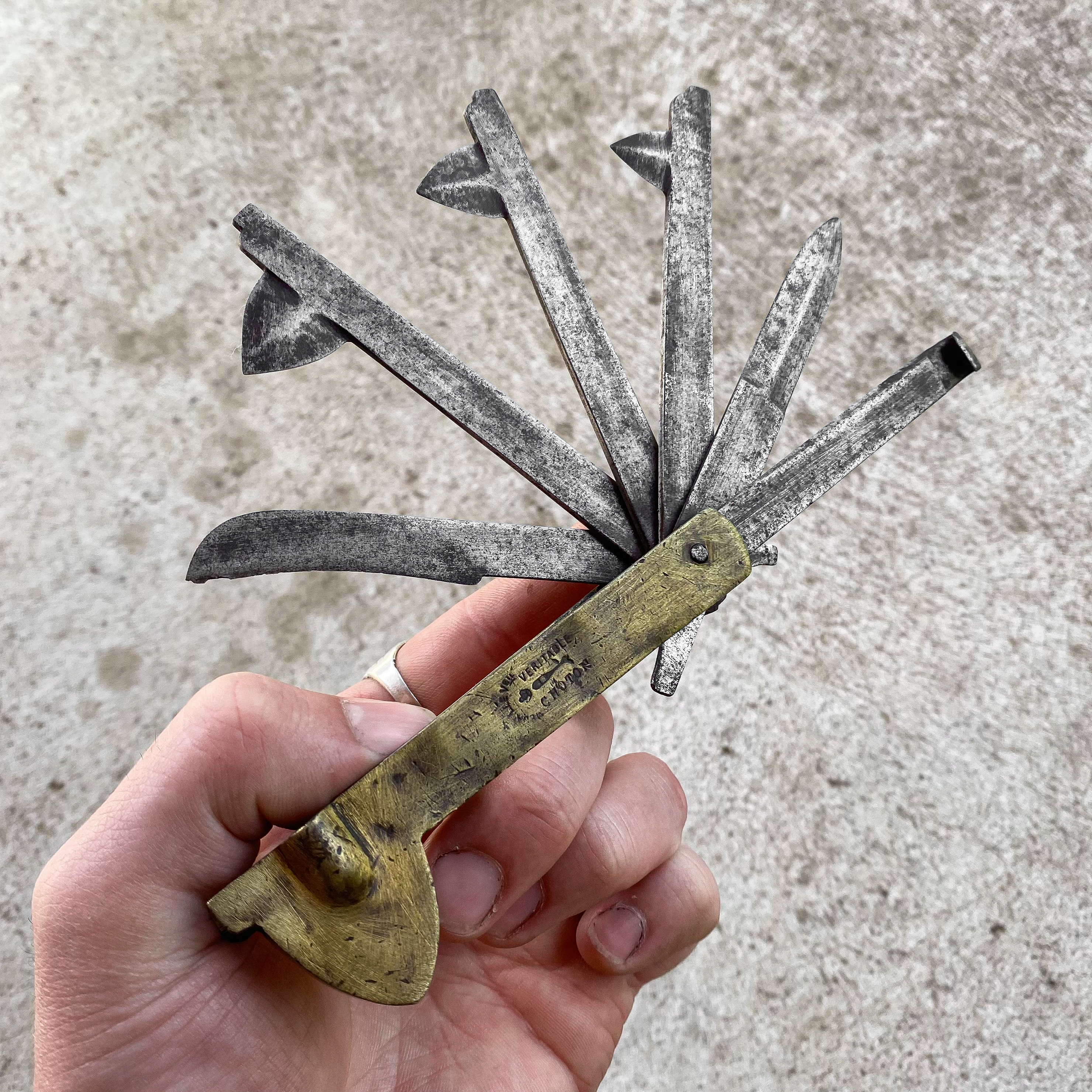 Antique Vintage 19th Century 1800s French Bloodletting Bleader Fleam Knife Medical Surgical Curiosity Oddity Collection Decor Gift Brass