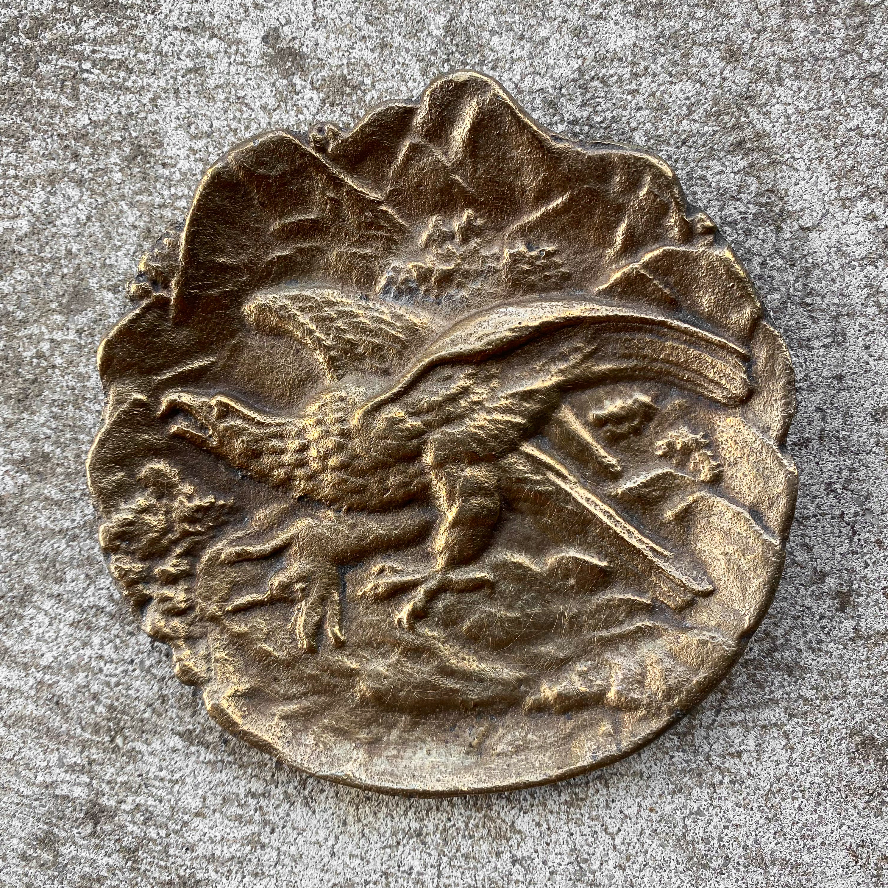 antique-vintage-early-1900s-bronze-french-ashtray-trinket-dish-eagle-decor-curiosity-gift-patina (1) Antique Vintage Early 1900s Bronze French Ashtray Trinket Dish Eagle Hare Decor Curiosity Gift Patina