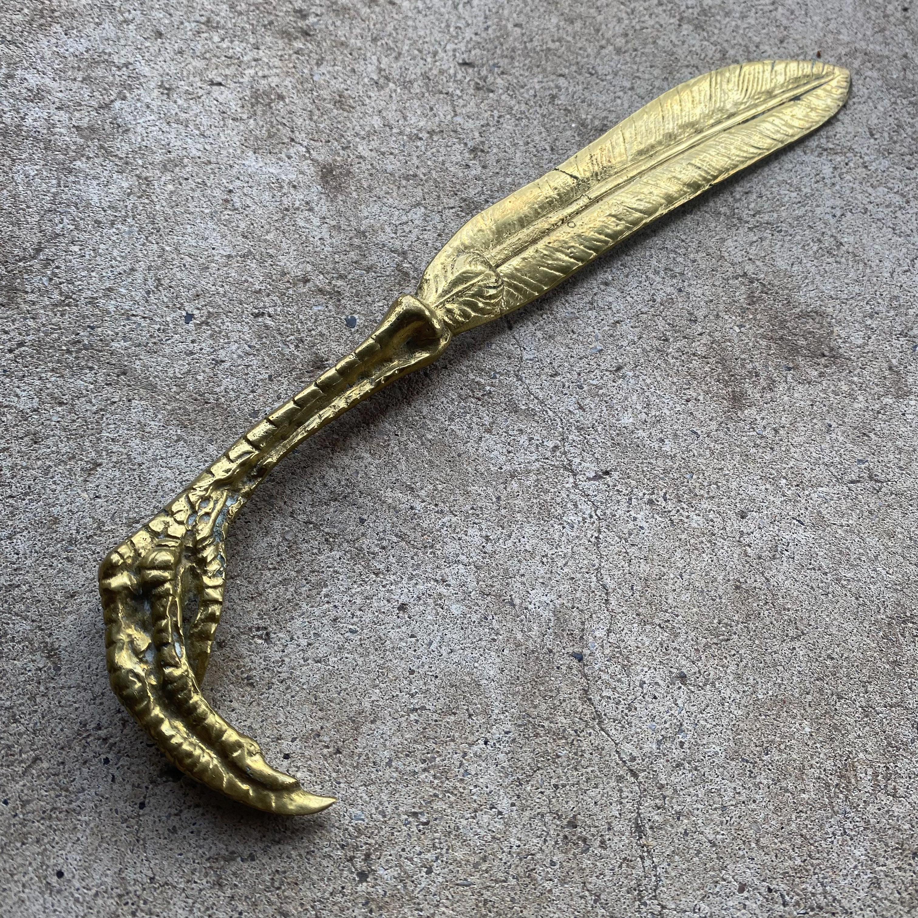 antique-vintage-20s-1920s-art-nouveau-jugendstil-letter-opener-birds-claw-feather-shaped-desk-decor-collection-brass-gift (5) Antique Vintage 30s 1930s Art Nouveau Jugendstil Brass Birds Claw Feather Letter Opener Desk Decor Arts & Crafts Gift