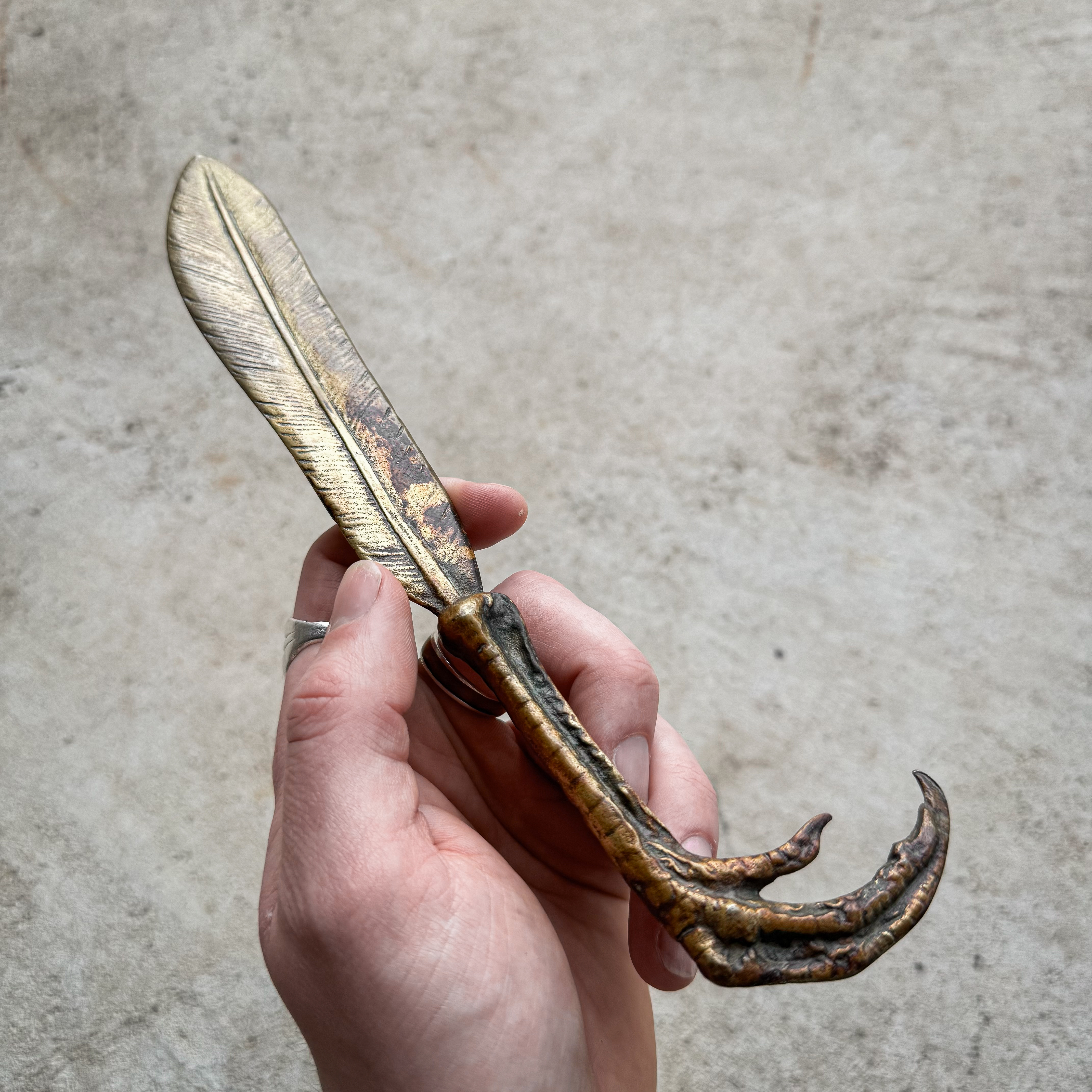 Antique Vintage Early 1900s Art Nouveau Jugendstil Brass Birds Talon Claw Feather Letter Opener Desk Decor Arts & Crafts